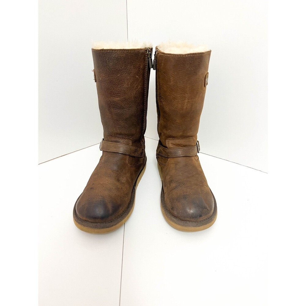 Authentic UGG 1969 KENSINGTON Leather Sheepskin Shearling Size 3 Girls Preowned